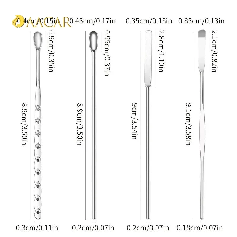 4 Uds. Herramienta de varilla agitadora de acero inoxidable para decoración de uñas, cuchara para esmalte de Gel líquido en polvo, espátula, herramienta para mezclar bases para salón y hogar