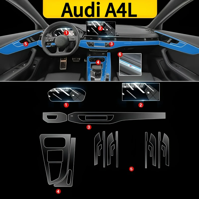 

For Audi A4L 20-24models interior protection Dashboard Multimedia GPS Navigation Transparent Scratch-Resistant Film Modification