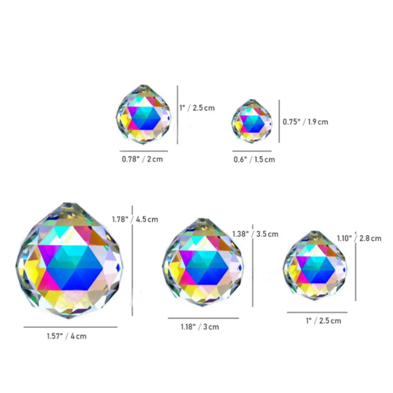 Top Quality Rainbow Crystal Faceted Sun Catchers Rainbow Maker Sparkle Feng Shui Spheres Pendants For Christmas Tree Decoration