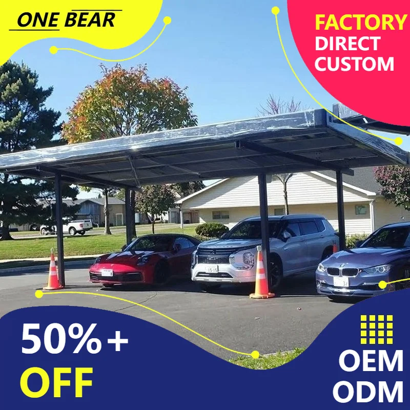 Any Size Custom Light Steel Solar Parking Canopy Minimalist Eco Design Anti Rust UV Resist Home Villa Vehicle Charge Shelter