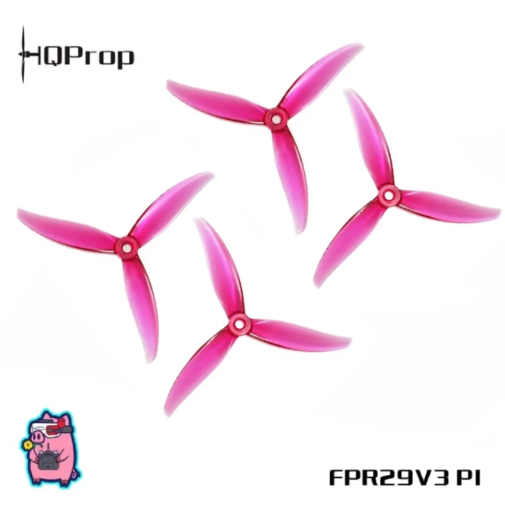 2 Pairs HQProp FlowerPig R29V3 (2CW+2CCW)-Poly Carbonate Prop 5.1 Inch 3-Blade PC Propeller for 5inch FPV Racing Freestyle Drone