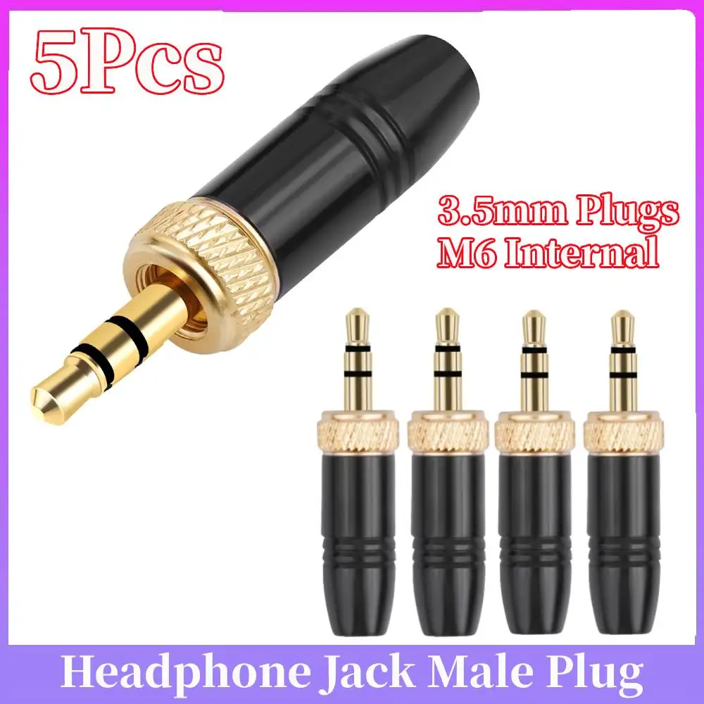 5Pcs 3.5mm Audio Plug with M6 Internal Thread Stereo Headphone Jack Male Plug for Sony UWP-D21 UWP-D22 for Sennheiser Microphone