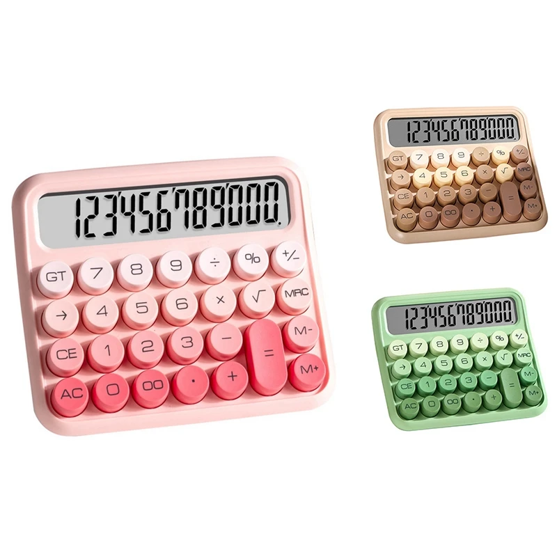 A35Q-Desktop 12 Digit Cute Calculator, Mechanical Switch Design, Large LCD Display Big Button Calculator