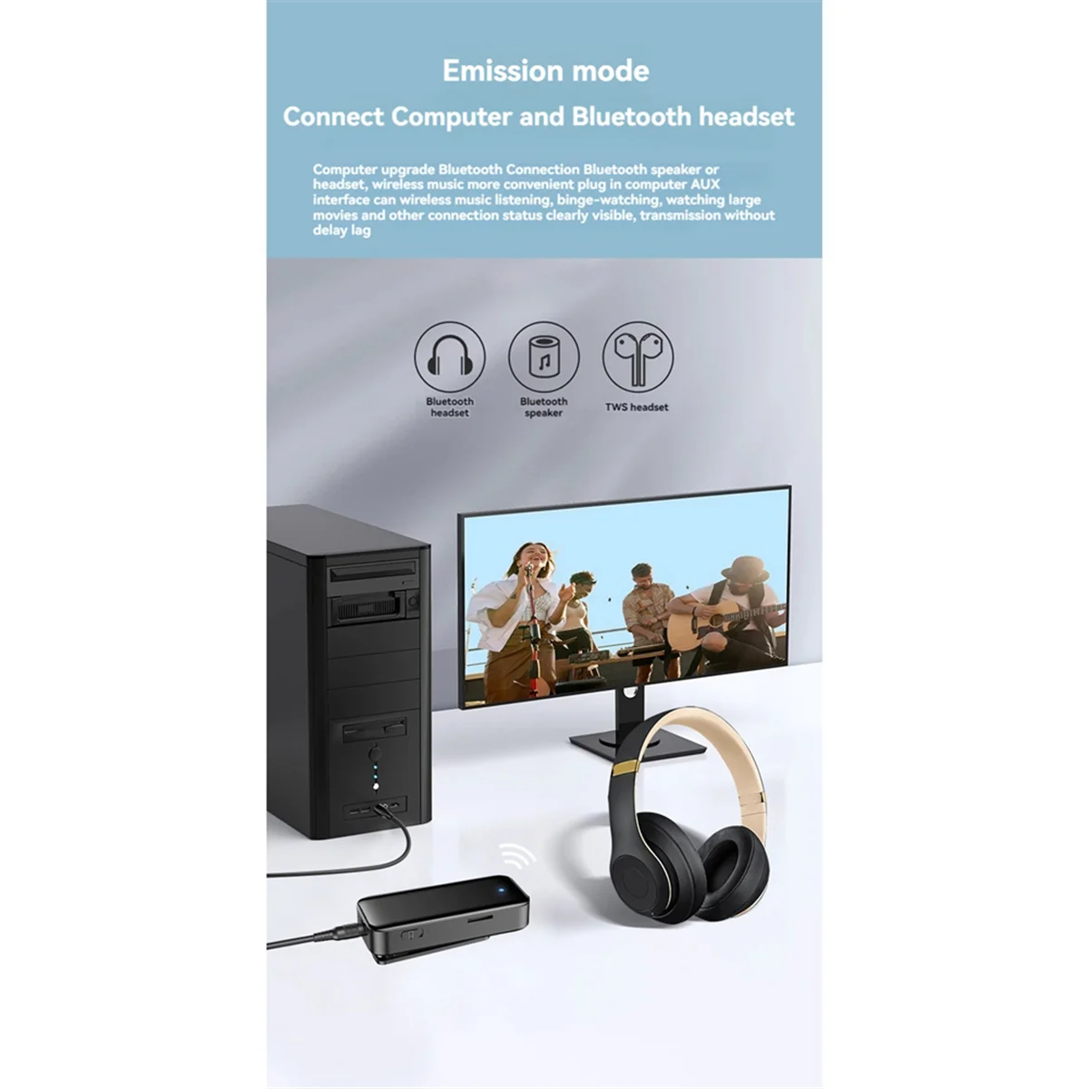 RISE Bluetooth 5.3 Odbiornik Nadajnik Samochodowy Adapter Audio Bluetooth Bezprzewodowy Adapter Audio Aux 3,5 mm Obsługa zdjęć bezprzewodowych