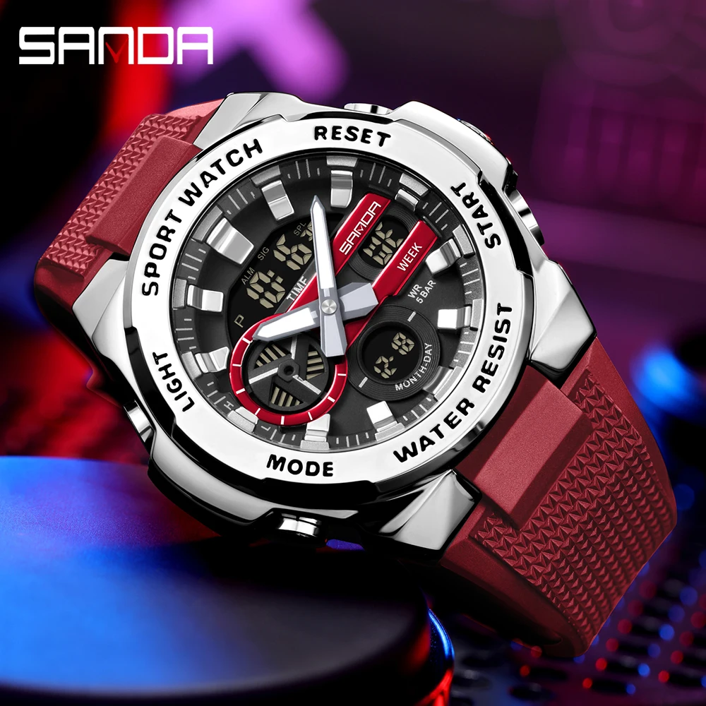 SANDA New 3385 Fashion Student Electronic Watch Multi functional Waterproof Luminous LED Student Electronic Watch Alarm Clock