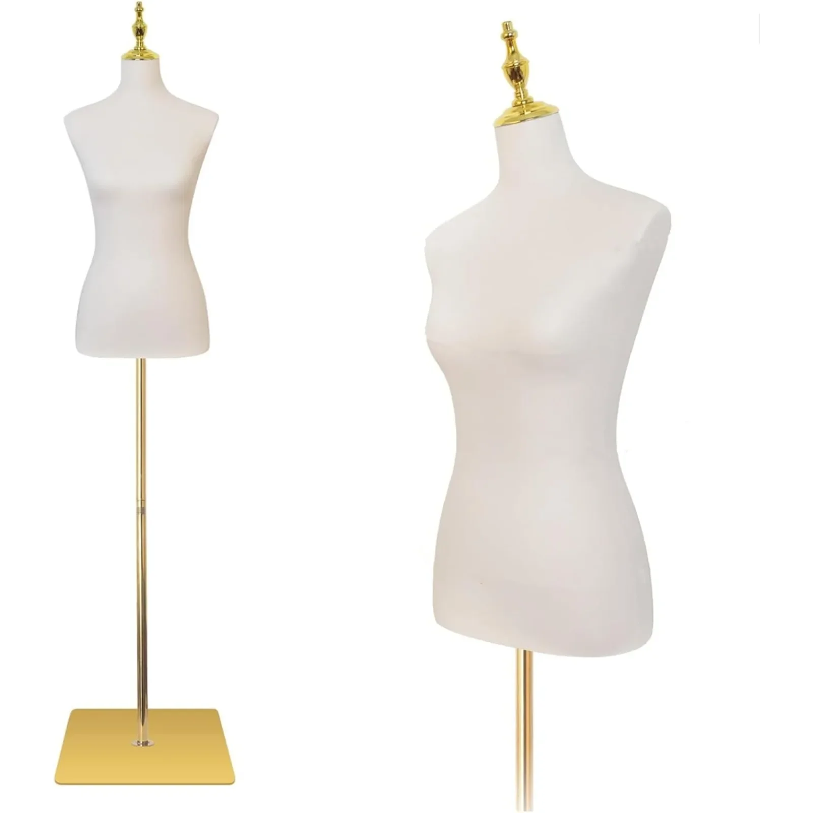 Dress Form Mannequin, Adjustable Female Beige Leather Torso,Model Display, 50-70 ”Height