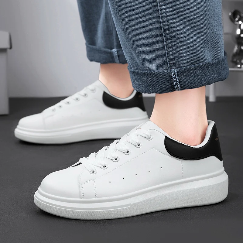 Białe męskie buty na deskorolkę Platforma Buty codzienne Trampki do biegania na świeżym powietrzu Oddychające buty sportowe Damskie buty do tenisa