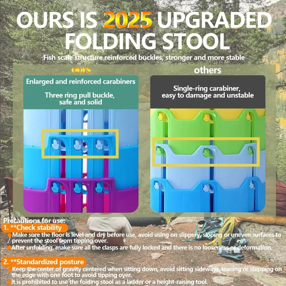 كرسي مقعد قابل للطي 2025، مقعد قابل للطي مطور بحد أقصى 660 رطل، خفيف الوزن، قوي، قابل للتعديل، محمول، مقعد قابل للطي #3