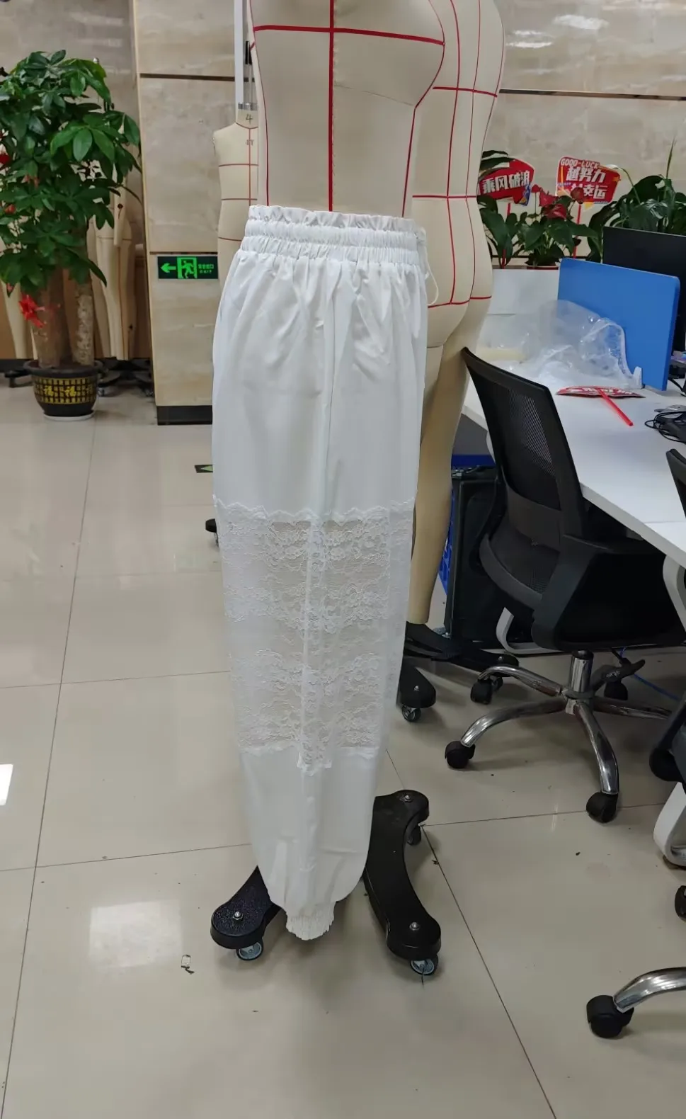 Womens Long Lace Bloomers Casual Loose Fit Stylish Solid Color Tie Mid Rise Pants