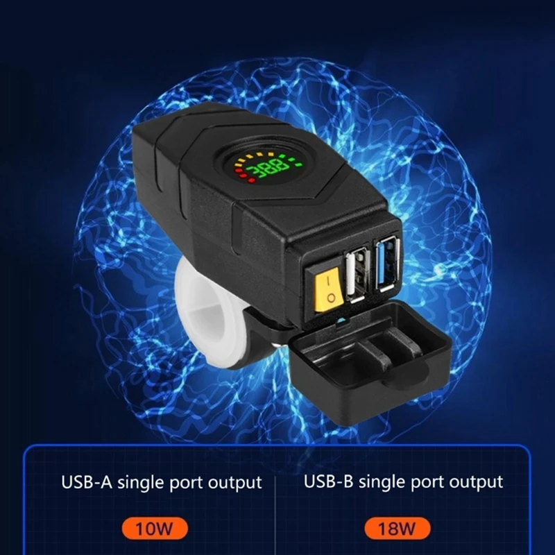 C1FB 20-80V E-Bike Handlebar USB Charger 24V 36V 48V 60V QC3.0 Quick Charger Adapter