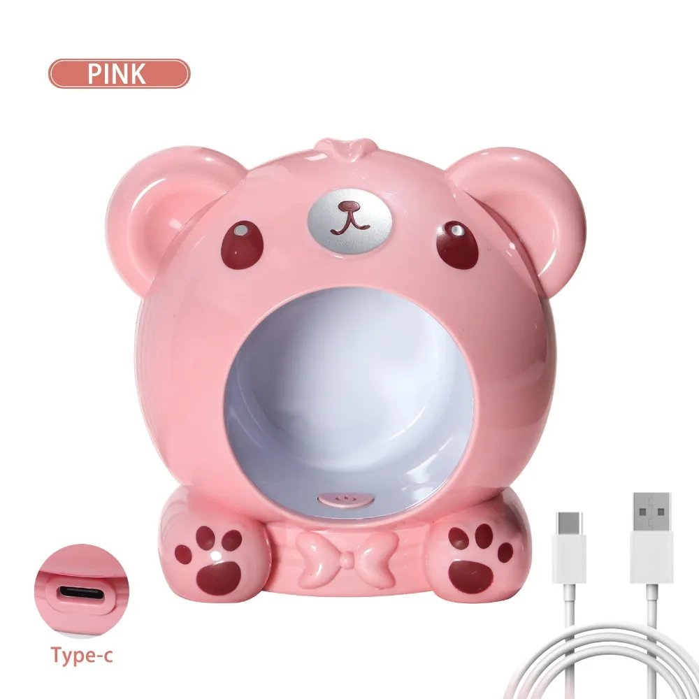 Nail Phototherapy Bear Nail Drying Lamp, Cura rápida seca, Ferramentas de manicure, Bear Mini Nail Dryers, ABS Bear Gel Nail Polish Dryer, 24W