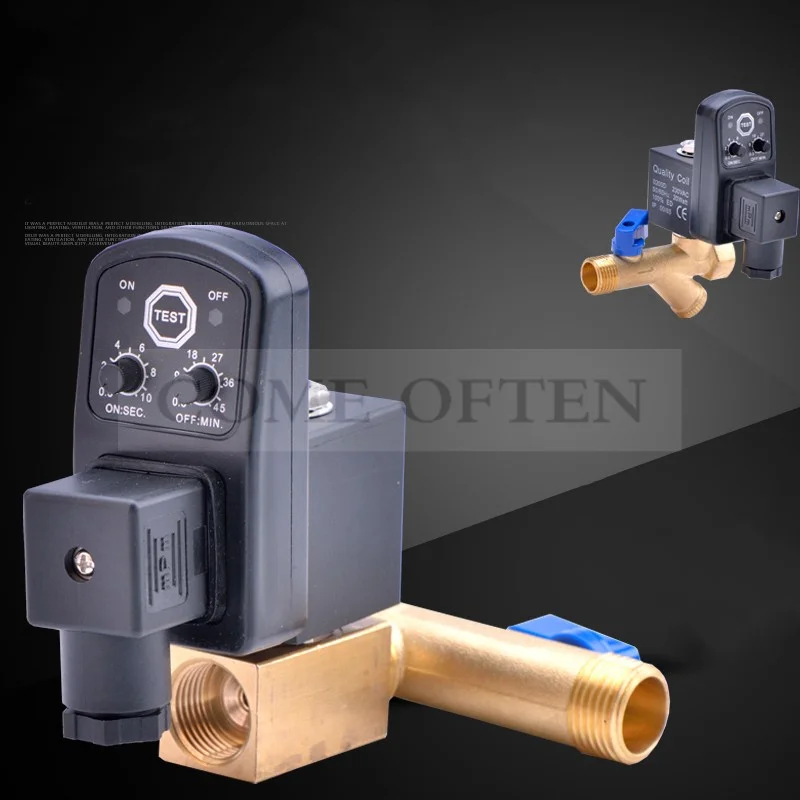 

16Bar Timing 220v Solenoid Valve Air Compressor Cold Dry Discharge Valve G1/2” OPT-A/B Electronic Automatic Drainage Device