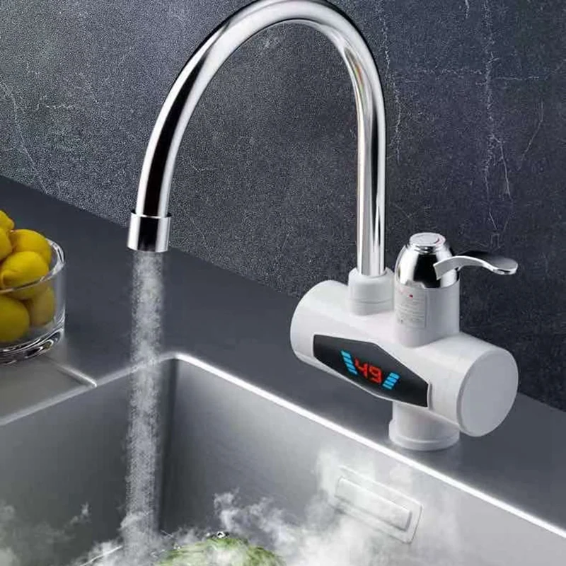 Newest Water Heater Tankless Instantaneous Faucet Tap Hot Water Crane LED Digital EU Plug