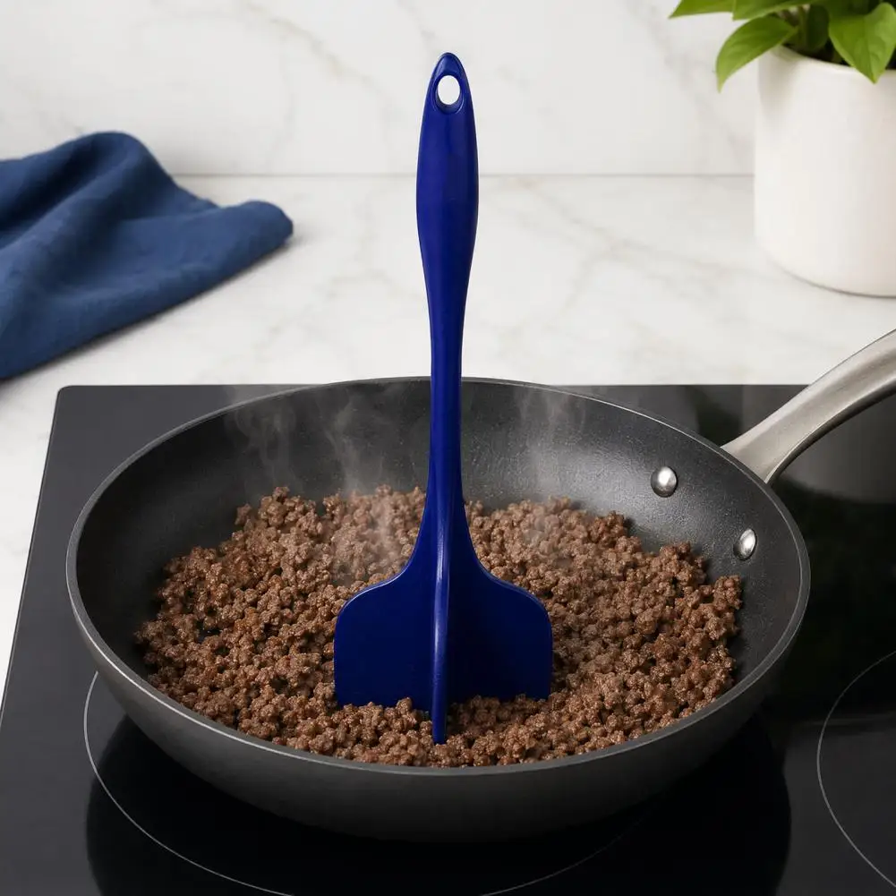 Ergonomic Meat Chopper Comfortable Meat Chopper Silicone Quad Blade Meat Chopper Non-stick Long Handle Smasher Heat Resistant