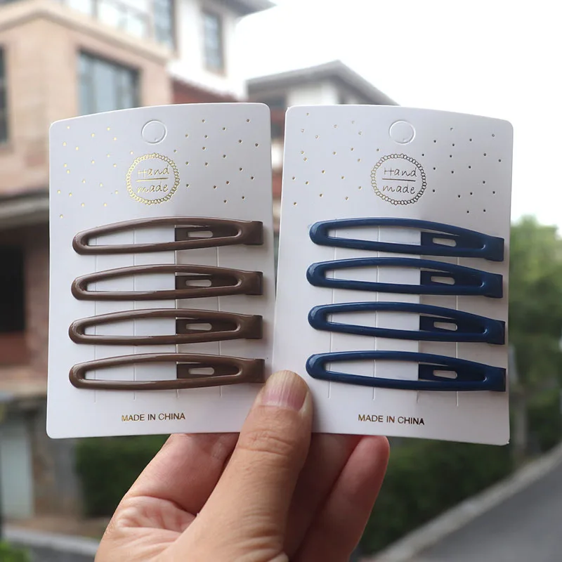 4 Stücke Schwarz Saphir Blau Snap Pea Haarspangen Einfache Haarspangen Styling Werkzeuge Mode Haarschmuck Kopfbedeckung – Detail 3