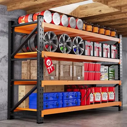 71”W Garage Shelving Units, 5000LBS Storage Shelves Heavy Duty, 24