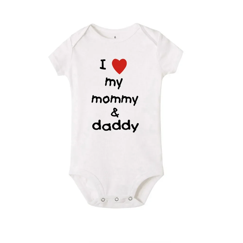 I Love My Grandma Grandpa Mommy Daddy Newborn Baby Romper Funny Infant Boys Girls  Soft Short Sleeve Casual Jumpsuit