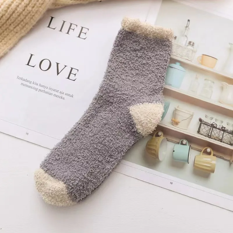 5 paires de chaussettes de sol thermiques épaisses et moelleuses, mi-mollet, bon marché, chaudes et confortables, ensemble de chaussettes de couchage décontractées pour femmes, 2025