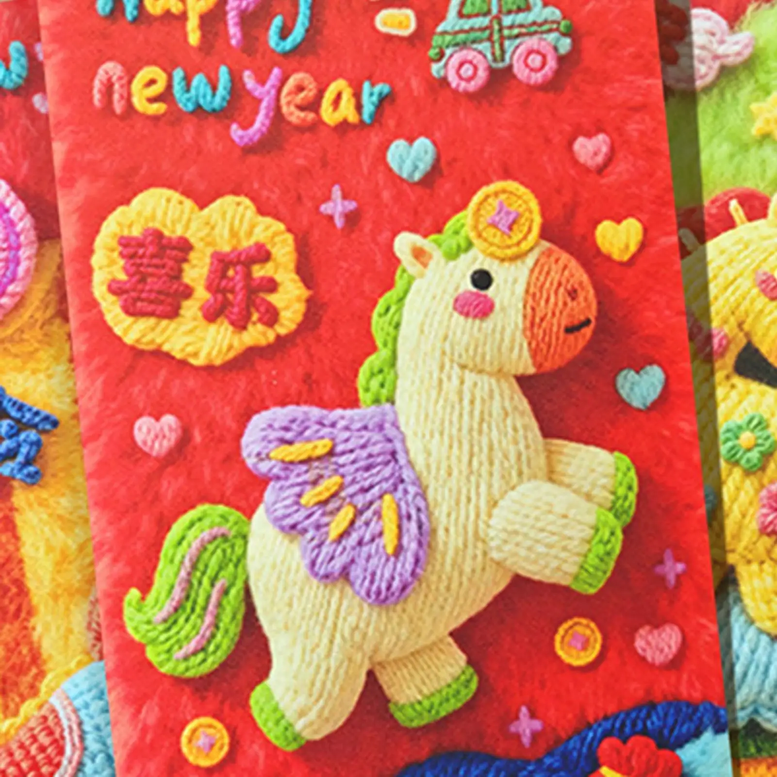 Chinese Money Envelopes 6-Piece 2026 3D Cute Auspicious Horse Year Hong Bao Money Packet For Kids Friends Family Employees Party