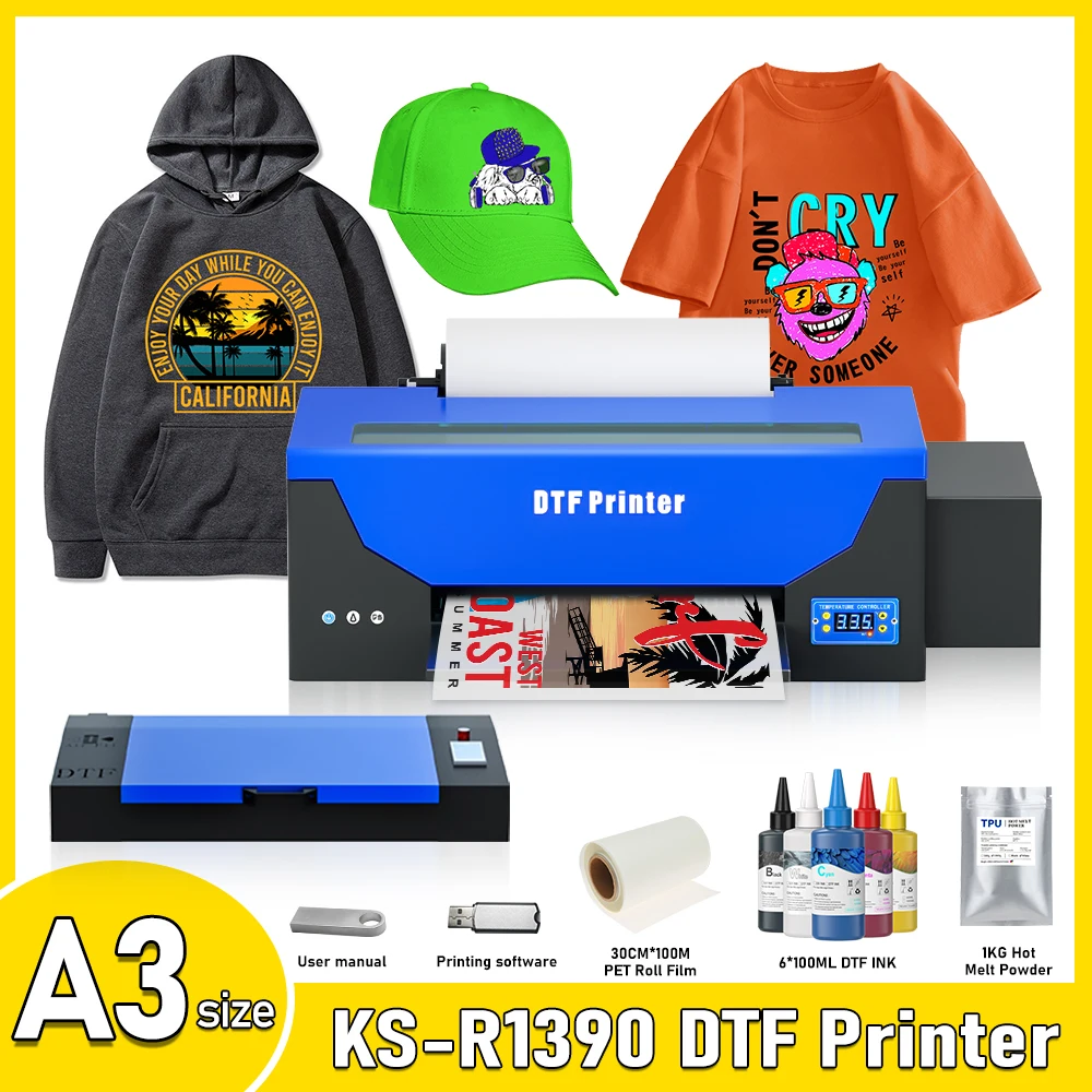 

A3 DTF Transfer Printer R1390 Impresora dtf Печатная машина для футболок Теплопередача dtf a3 принтер Для футболок Толстовки Сумки