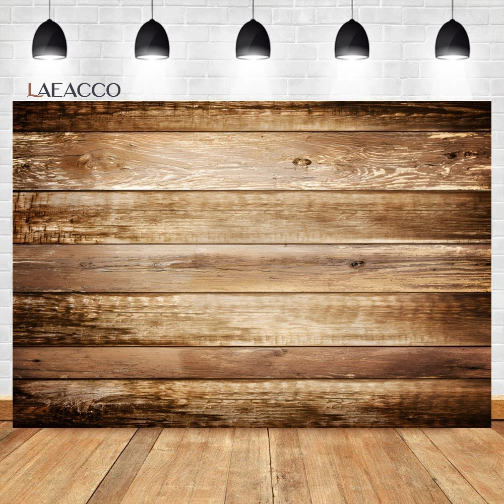 Laeacco Rustic Texture Brown Wood Photography Backdrop Vintage Seamless Wooden Boards Kids Adults Birthday Portrait Background