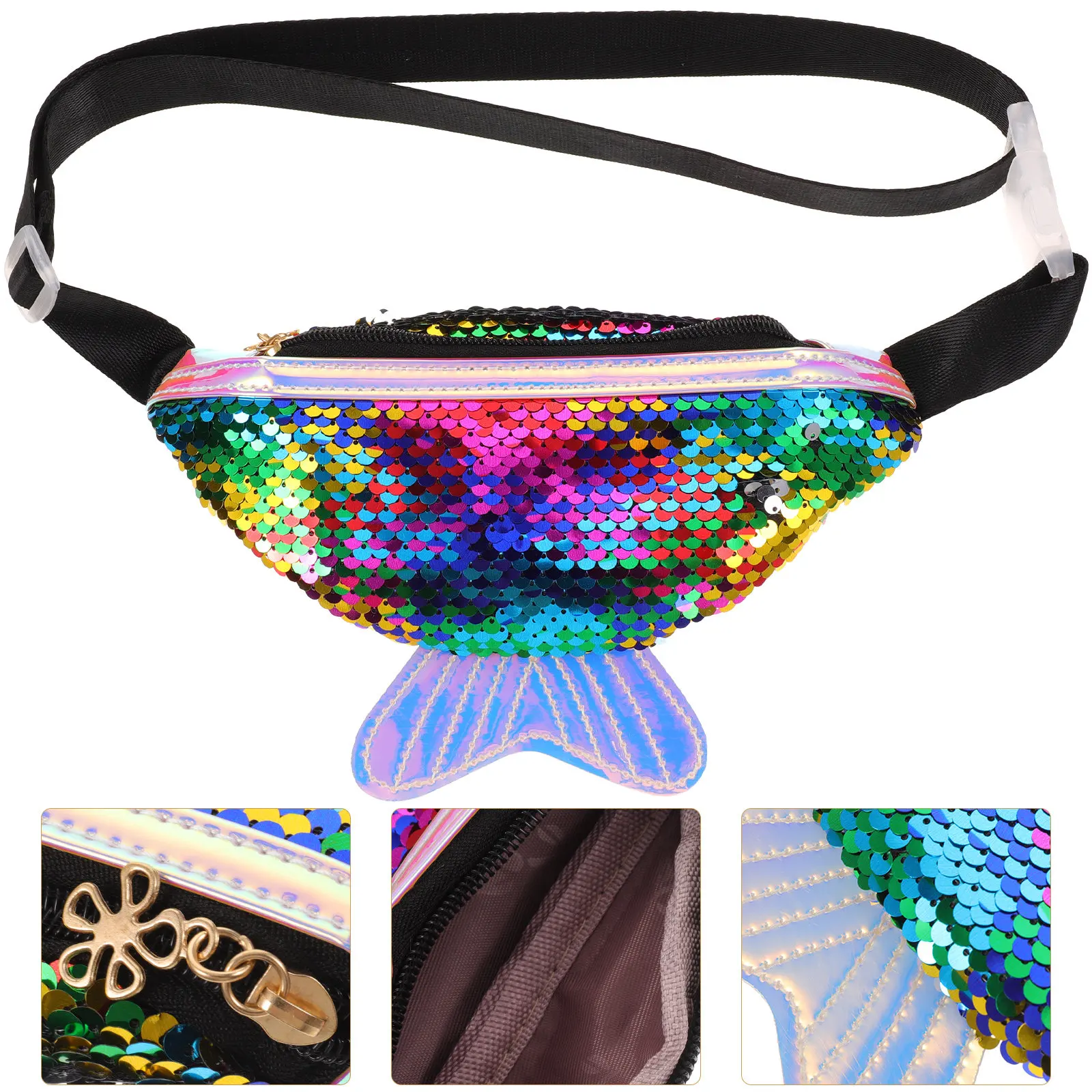 

Поясная сумка с дизайном «рыбий хвост» и пайетками для активного отдыха: бега, прогулок, альпинизма, посещения парков развлечений, путешествий, тренировок