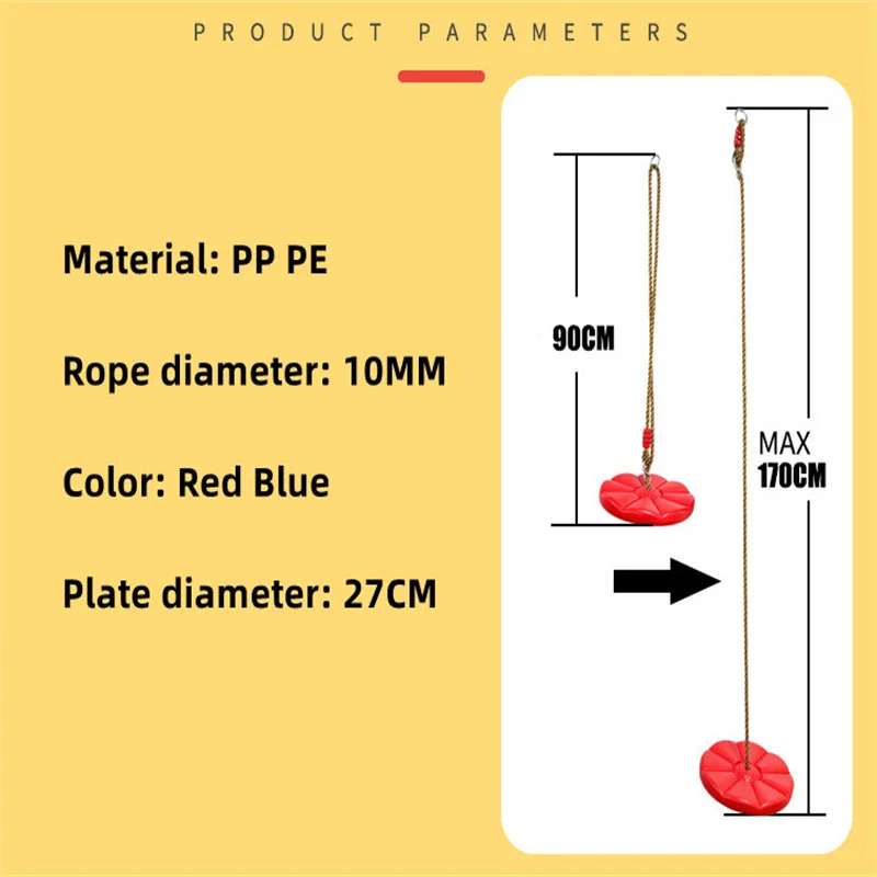 Balanço de disco de árvore esportiva para crianças, treinamento físico pendurado com corda ajustável, interação pai-filho, presente divertido