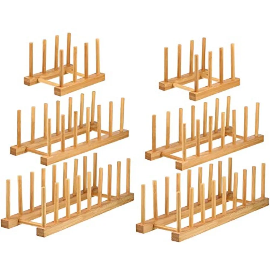 

Набор из 6 бамбуковых подставок для посуды 3 6 8 слотов Деревянная подставка для тарелок Подставка для крышки горшка Держатель для сушки посуды Сушилка для посуды Чашка Разделочная доска a