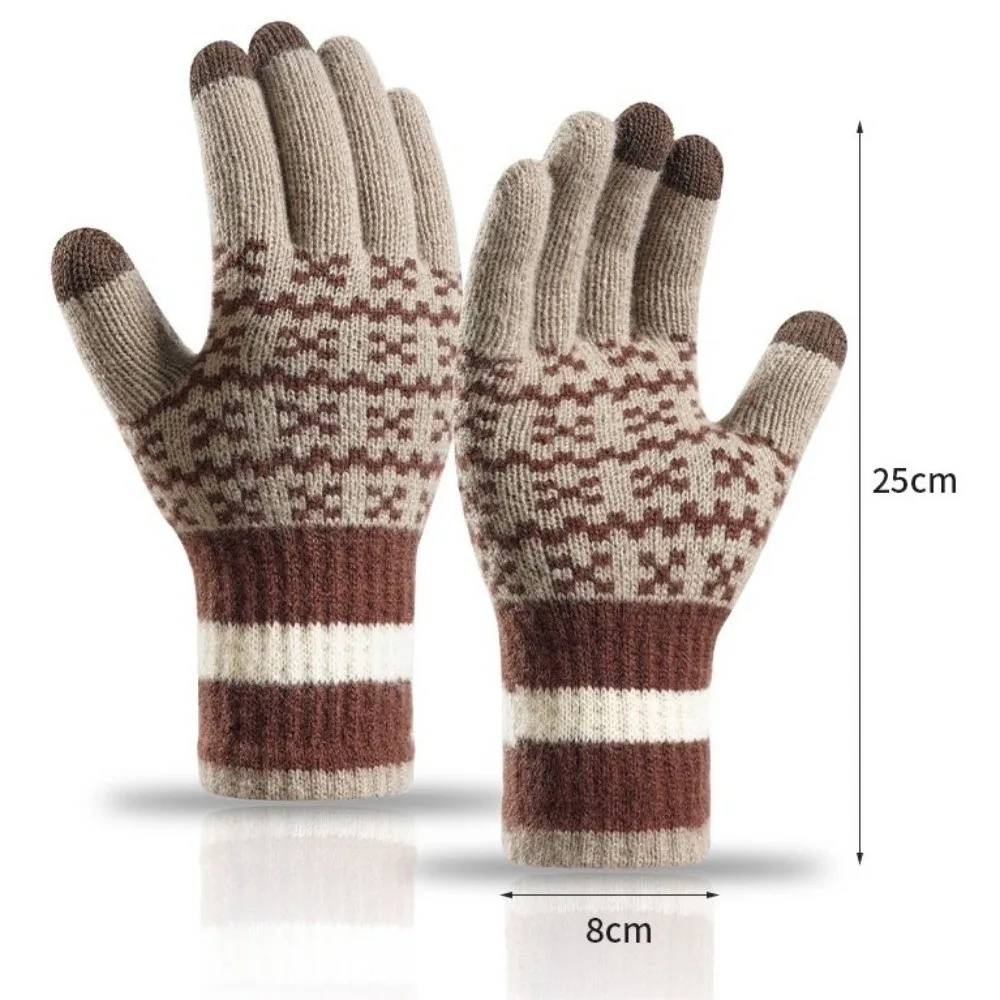 قفازات شتوية سميكة على الموضة مقاومة للرياح من الصوف قفازات لمس مقاومة للبرودة قفازات دافئة ناعمة للرجال والنساء