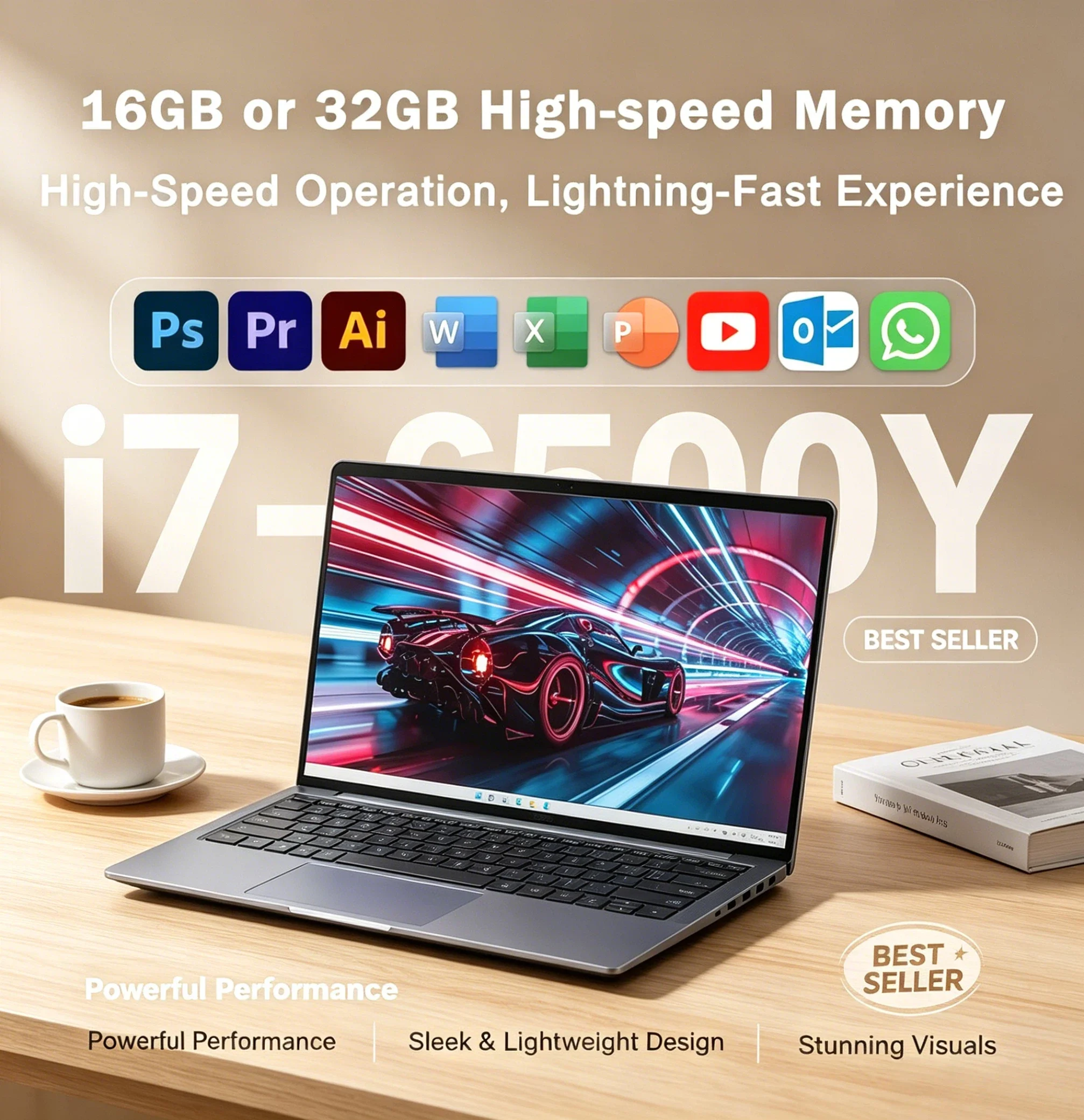 

15.6 Inch Laptop Large Screen 32GB RAM 2TB SSD Intel 6500Y Office Windows 11 Notebook 5000mAh Gamer PC Backlit Fingerprint 4K