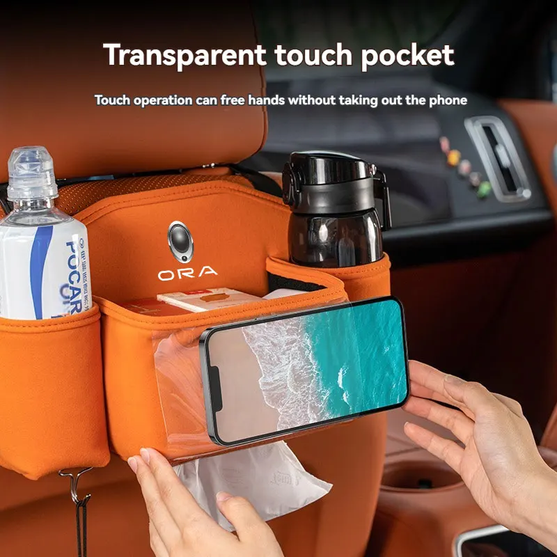 

Car Suede Back Seat Organizer Car Back Multi Pocket Storage Bag with Phone Holder Storage box For Greatwall Ora Good Cat Car