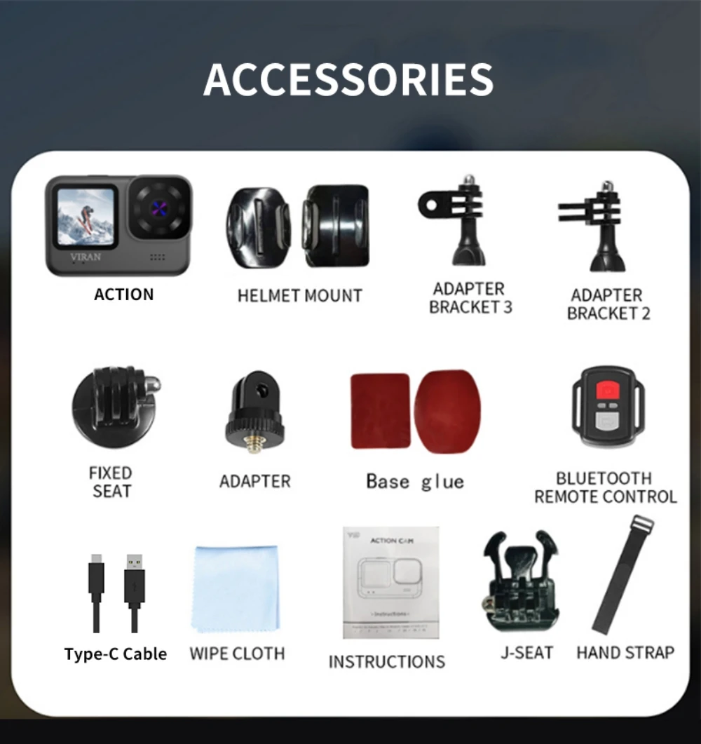 

5K30FPS Action Camera 2.0 LCD Screen WiFi 170° DVR Webcam 30M Waterproof 5X Zoom Sports Camera With Remote Control