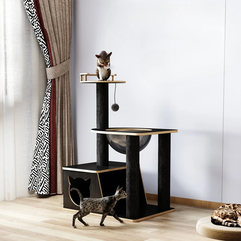 Minimalism Italian Cat Climbing Frame Modern Simple Design Black Tower for Cats Scratching Pet Products Tapis Griffoir Chat FYCT