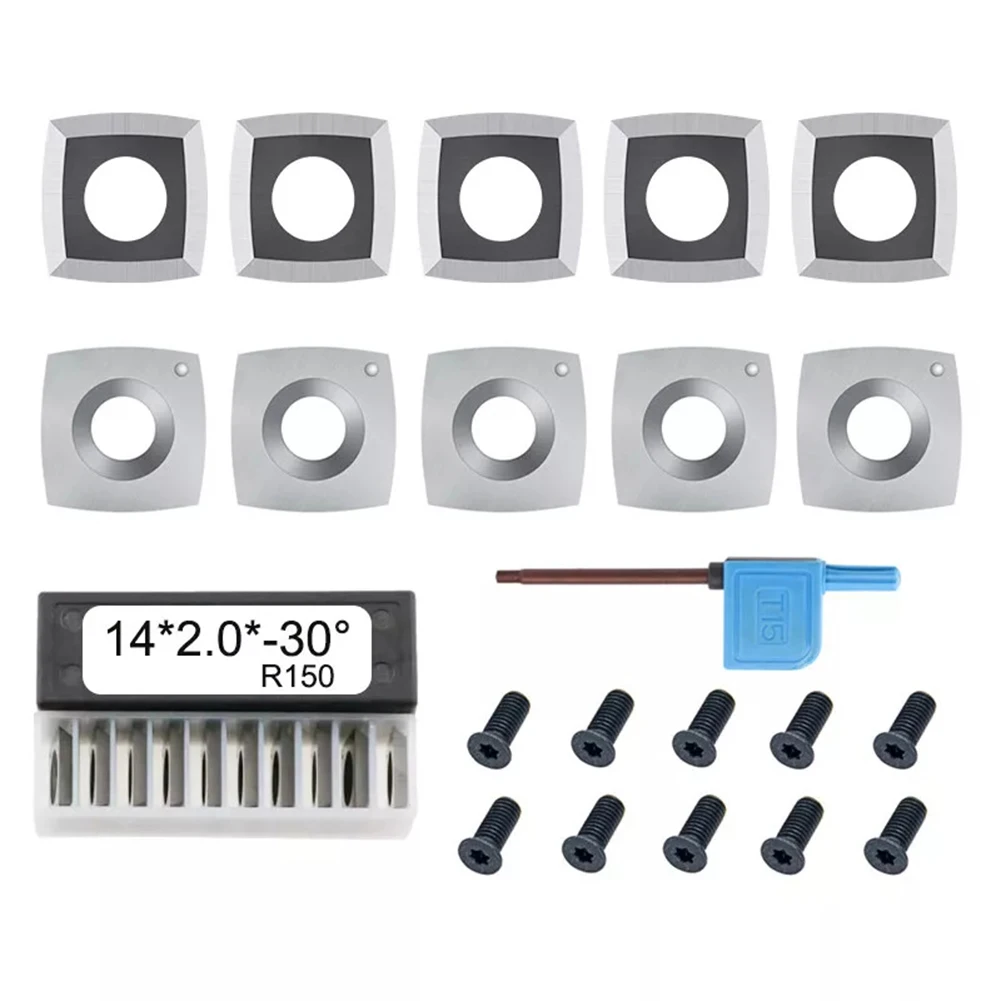 

Square Carbide Inserts 14×14×2.0mm-R150-30° For Spiral/Helical Planer Cutter Power Tool Accessory In Stock