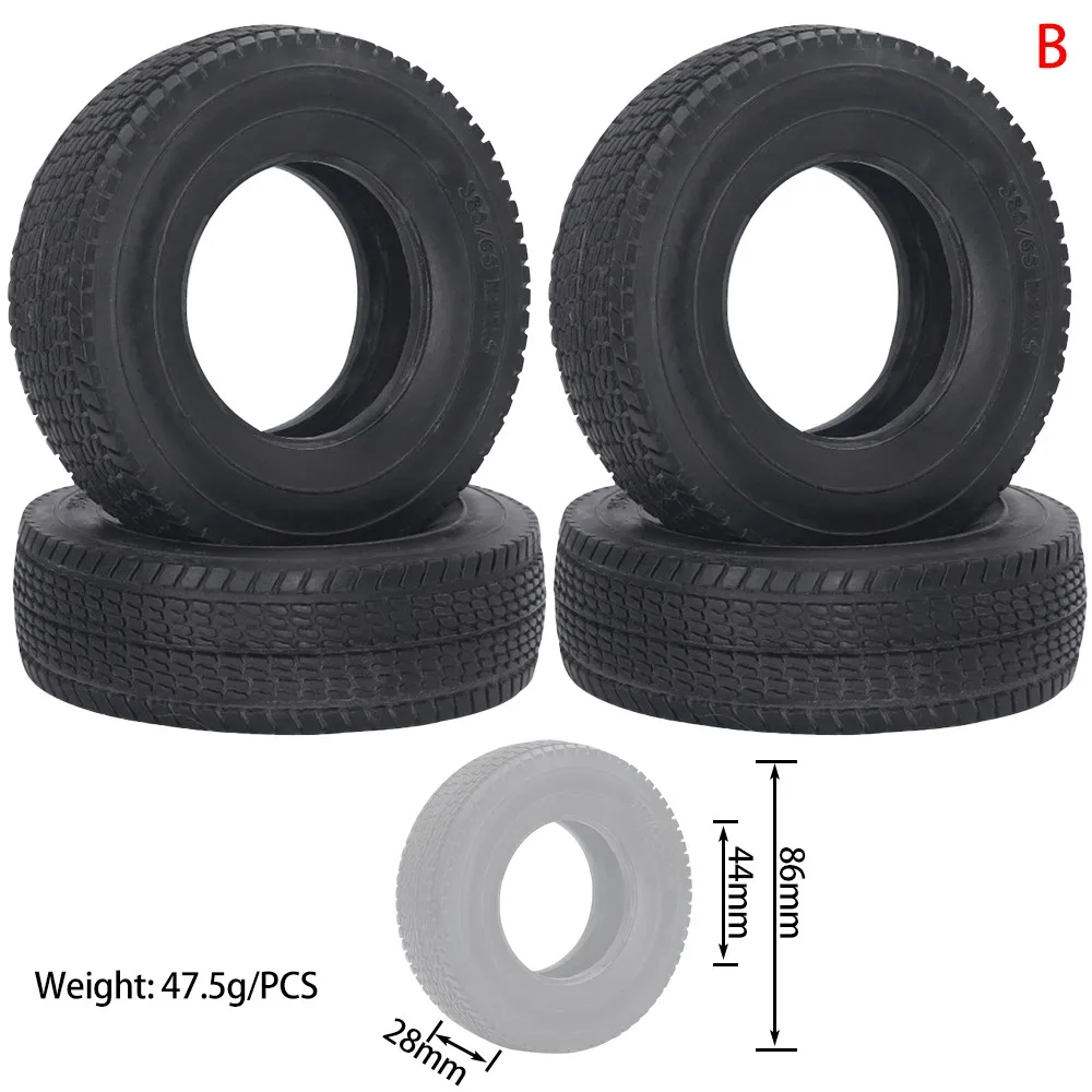 4PCS 1/14 Trailer Rubber Tires Wide/Narrow Gravel Tire Road Tyre Wheel for 1:14 RC Tamiya Mud Head Cargo Truck DIY Parts