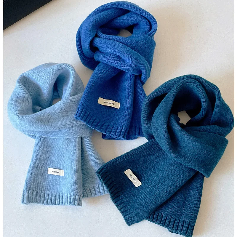 

Klein blue scarf women's winter Korean version of high-end atmosphere versatile thickened warm scarf men and women