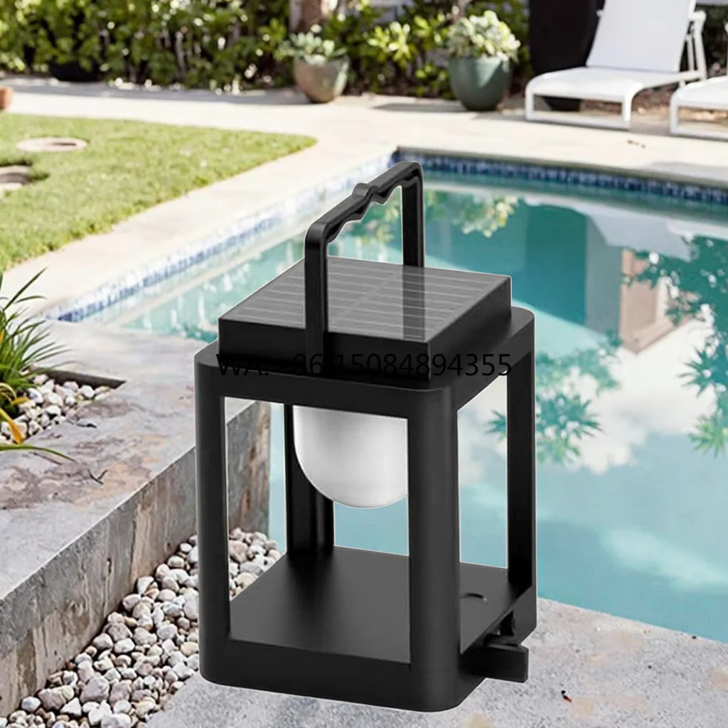 Au Silver Modern RGB Solar LED Rechargeable Table Lamp IP65 Rated Touch Function for Indoor/Outdoor Night Camping Light Portable