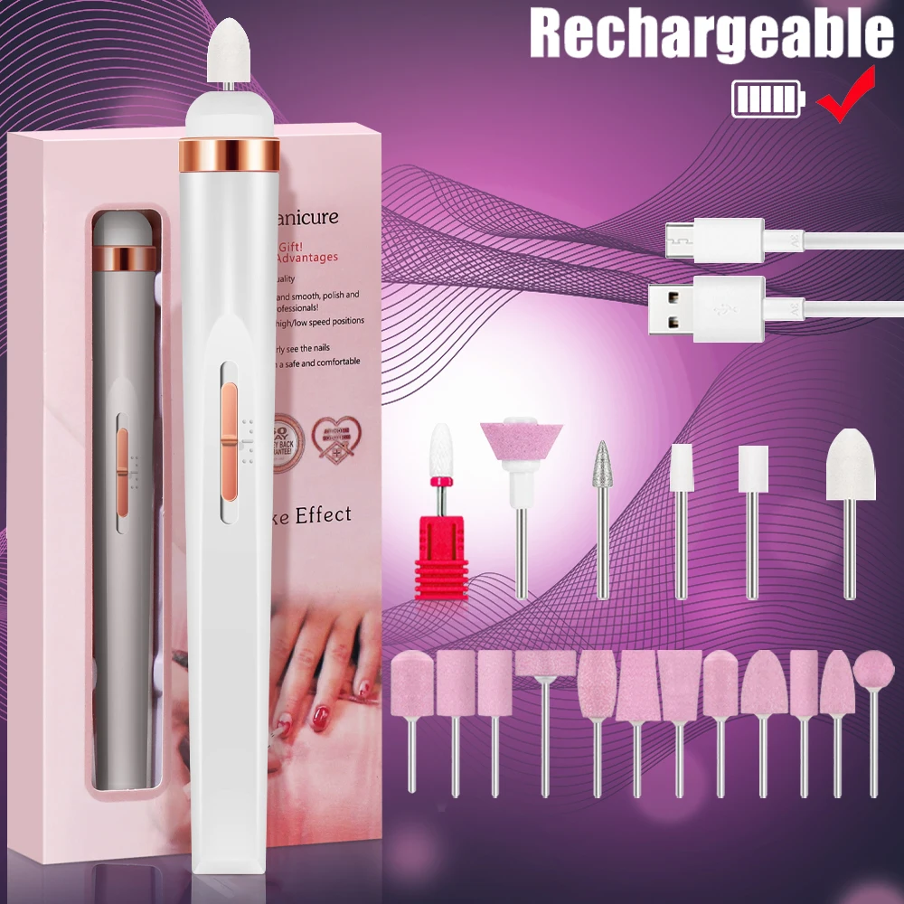 YIKOOLIN 5-in-1 elektrische nagellakboormachine USB-oplader Draagbare manicureset Peeling en polijsten voor nagelsalon
