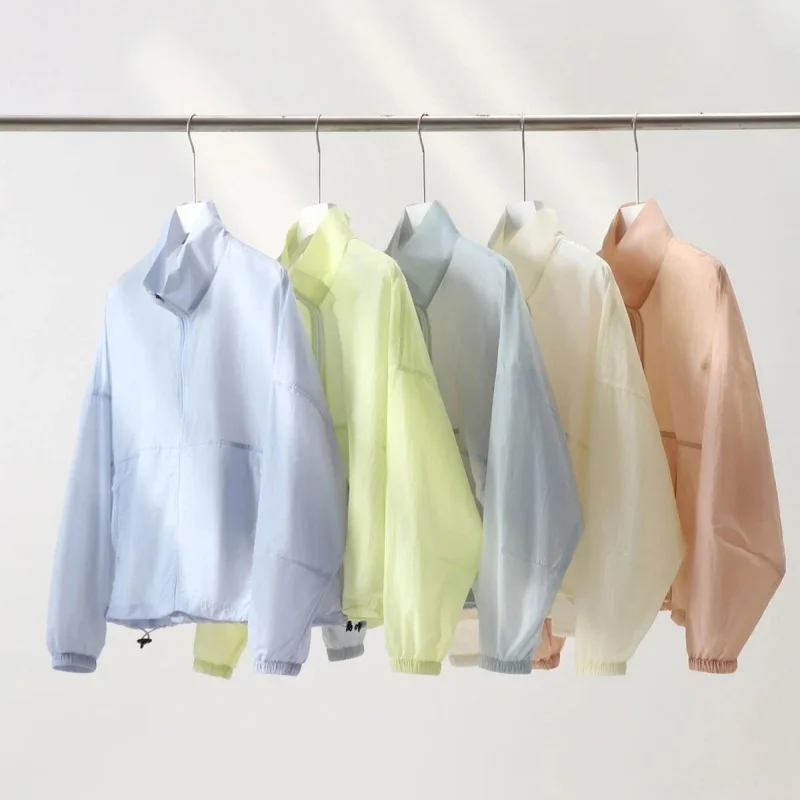 Pakaian Luar Pelindung Matahari UPF50 Wanita, Mantel Luar Ruangan Ringan dan Bernapas, Keren dan Nyaman, Bahan Nilon Poliester, Penutup Ritsleting...