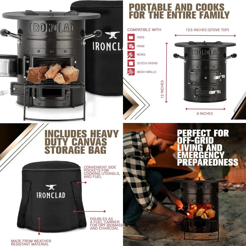 

Ракетная печь — дровяная печь для кемпинга для готовности к чрезвычайным ситуациям, выживания, проживания в семье — портативная дровяная печь w