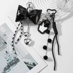 Sweet Romance black Key buckle bowknot mirror Pendant Hand woven rope Backpack ornament