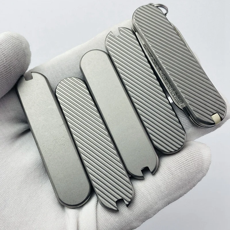 1Pair Titanium Alloy Chip Modified TC4 Handle Patch For DIY Knife Handle Material Making For 58 Mm Swiss Knife