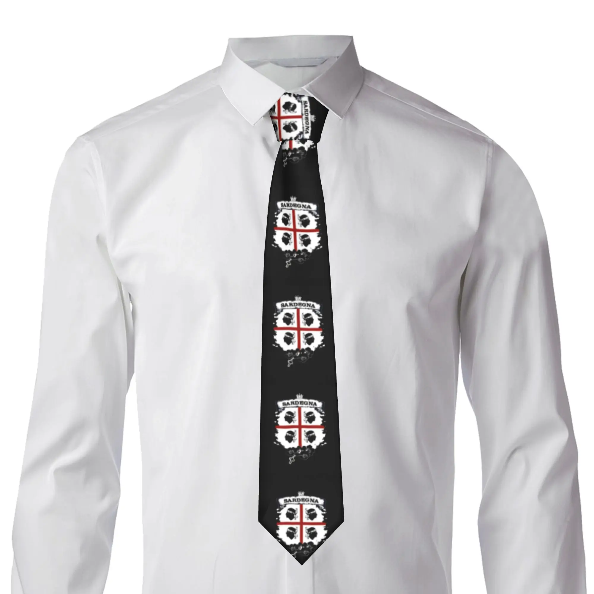 Formal Sardinia Flag Four Moors Tie for Business Men Italy Sardegna Coat of Arms Neckties