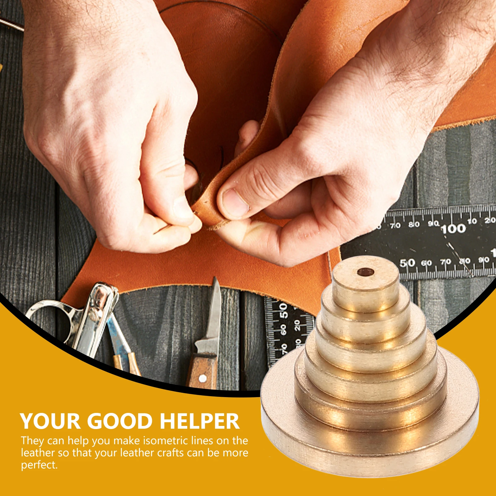 

6Pcs Positioning Gauges Brass Round Alignment Tools DIY Craft Accessories Set Brass Margin Gauges