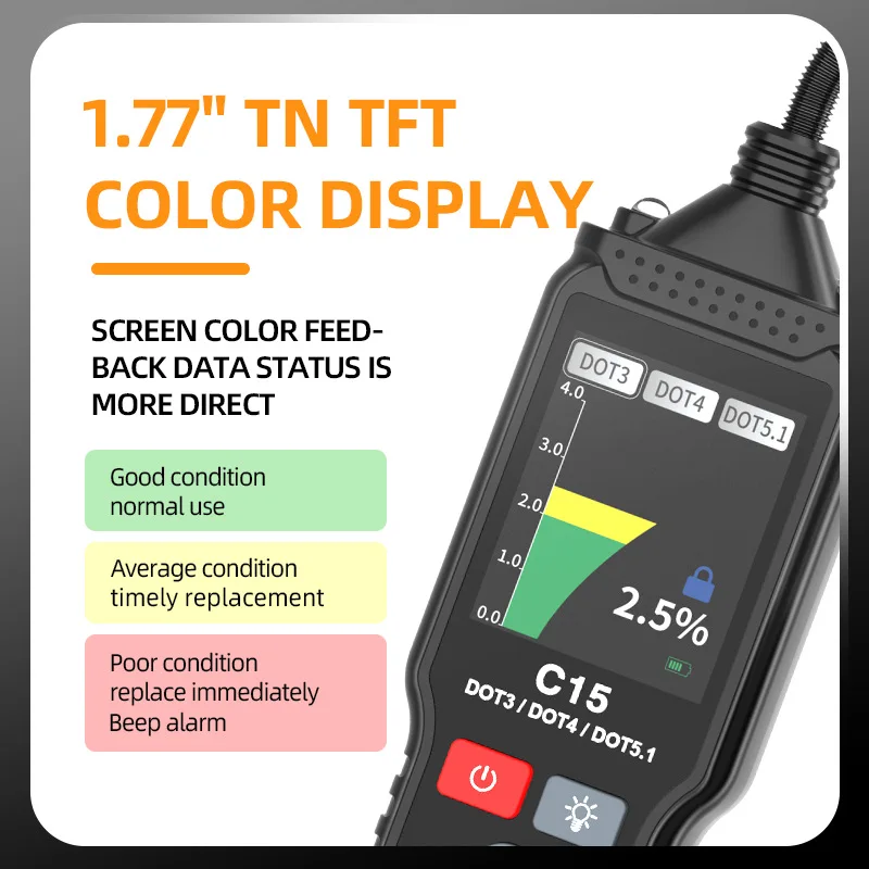 Brake Fluid Tester Test The Moisture Content of DOT3 / DOT4 / DOT 5.1