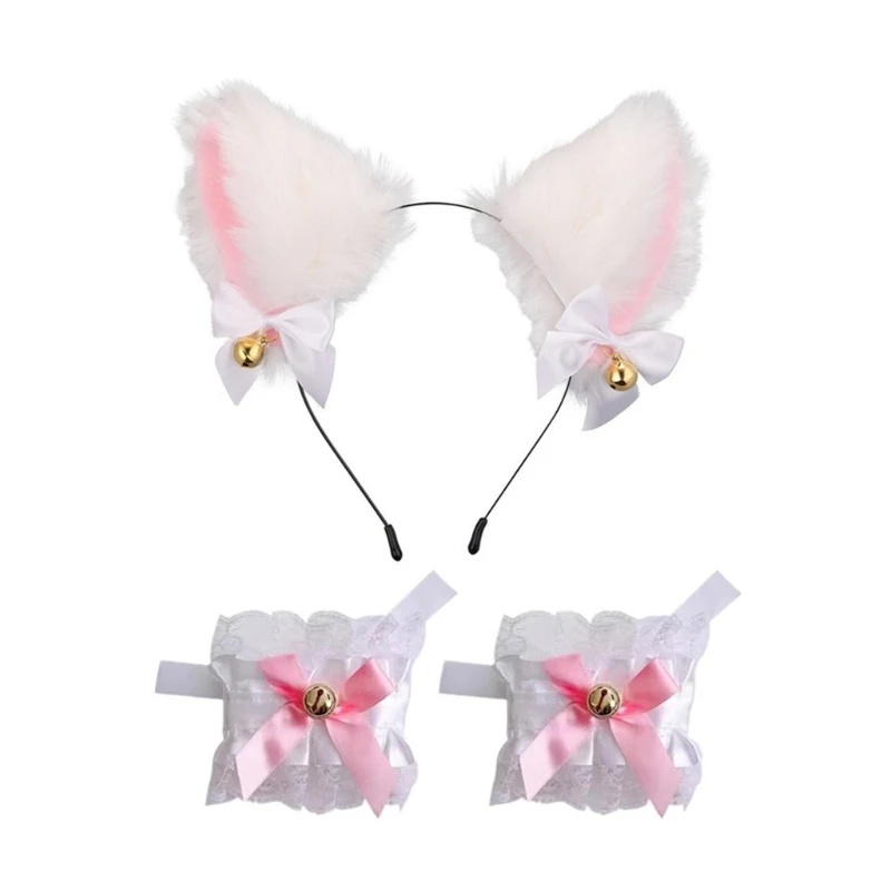 652f Forma oreja gato/gargantilla/manguitos encaje/cola cosplay Choker Tostar Fiesta cumpleaños Halloween