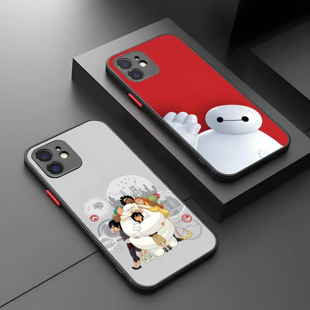 B-Baymax Animierter Charakter Handyhülle für iPhone 17 16 15 14 13 12 Pro Max Xr Air Plus Mini – Hautgefühl, Schwarz, Hartschale