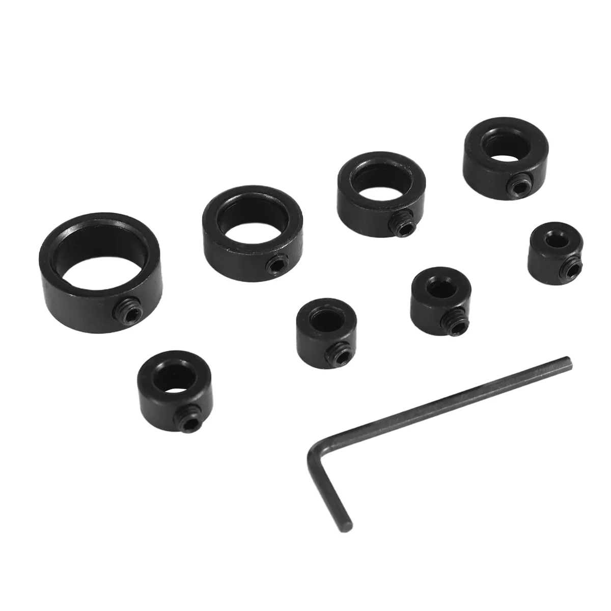 Drill Stop Bit Collar Set, 9PCS Adjustable Drill Depth Stop Collar Limit Ring with Carbon Steel Set for Drill Bits SSQ