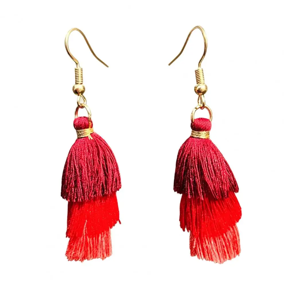 Chic Earrings Multi-layered Fringe Earrings White Blue Flag Pendants 4th of July Independence Day Tassel Tower Gifts for Women