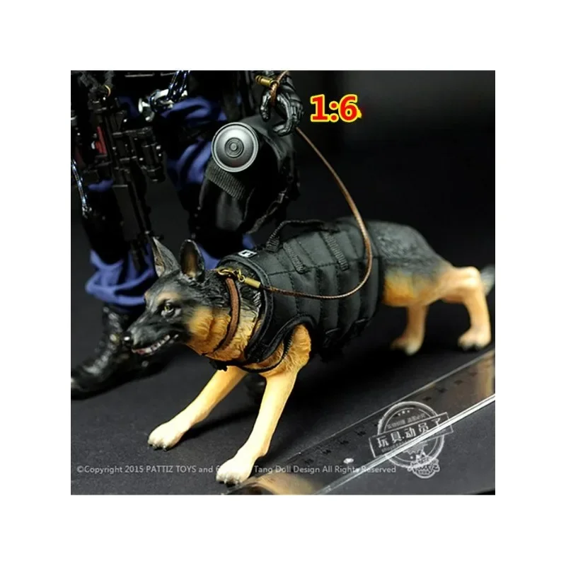 1/6 Scale Action Figure Head Rotatable Animal Simulation Police Dog Wolf Dog Model for 12" Scene Accessory Diaplay Collection